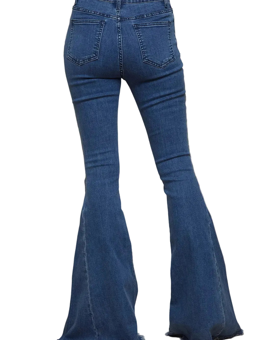 Distressed Knee Extreme Flare Jeans in Medium Wash