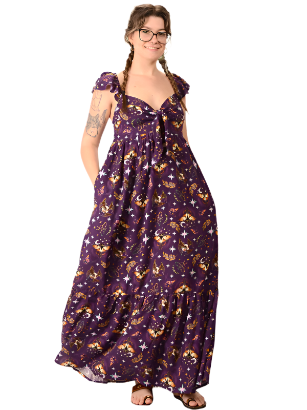 Moon Moth Rayon Tie-Front Maxi Dress 1X
