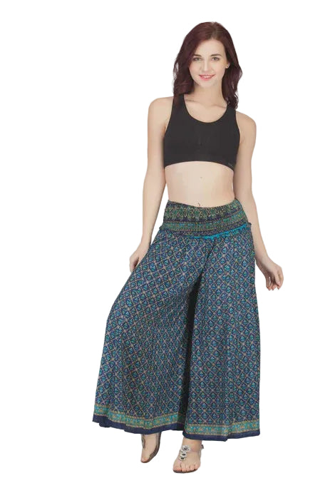 Sari Print Wide Leg Pants with Elastic Waist