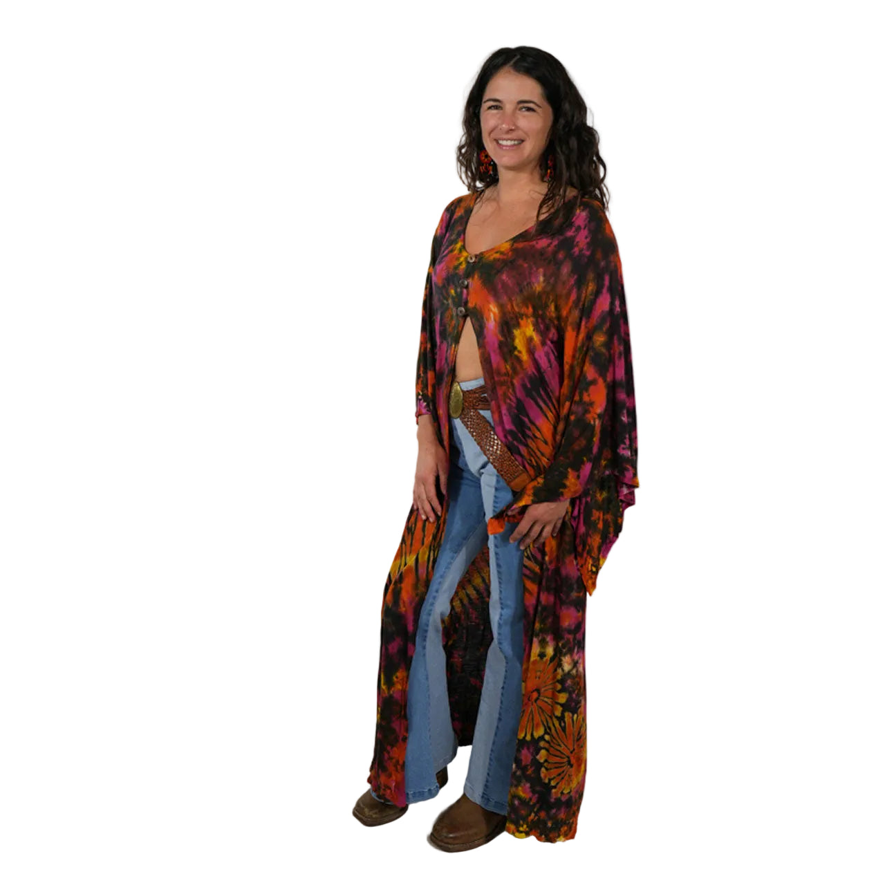 Grateful Dead Bolt Tie Dyed Donna Jean Duster in Sunset