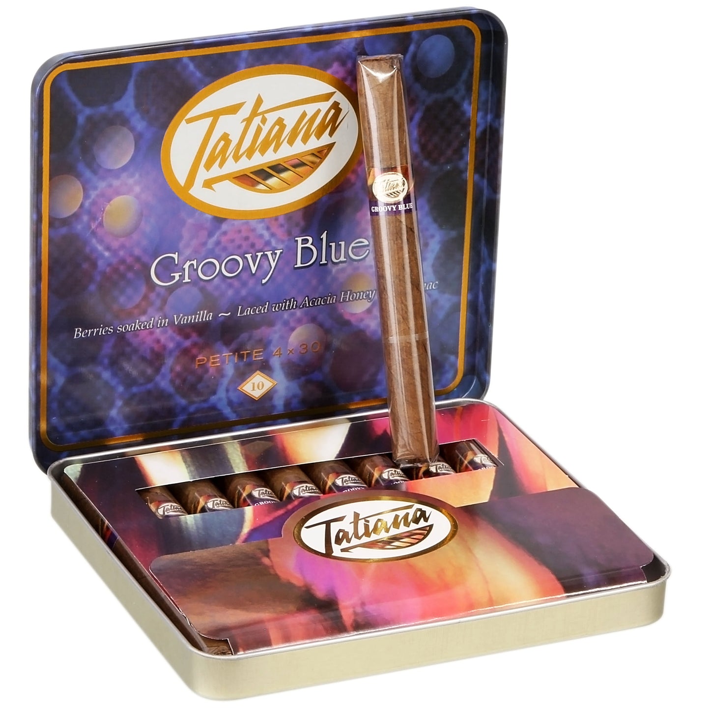 Tatiana Petite Cigars 10ct Tin - Groovy Blue