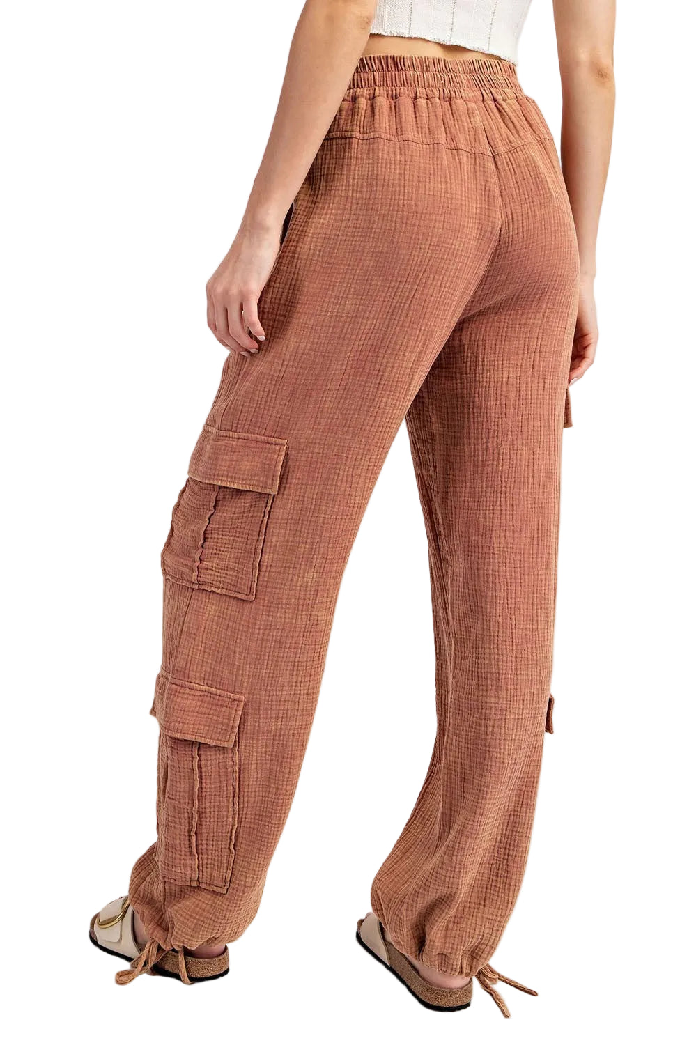 Mineral Washed Cargo Pants in Terracotta