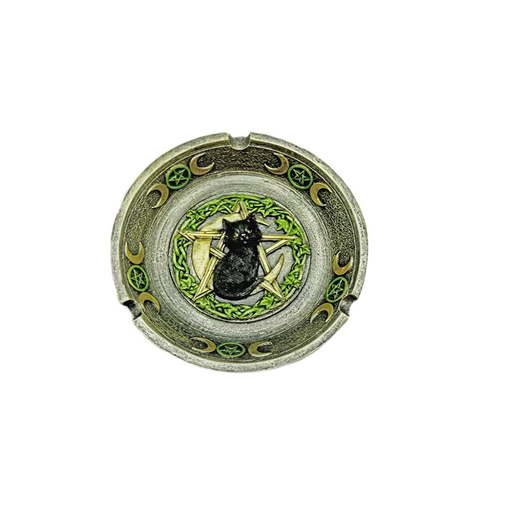 Magickal Black Cat Pentagram Ashtray