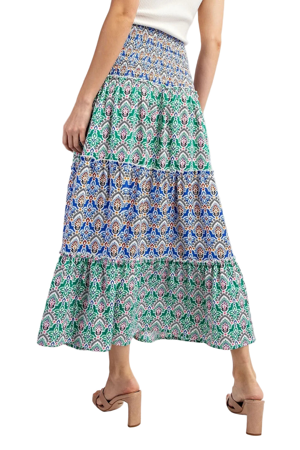 Printed Color Black Tiered Maxi Skirt SALE