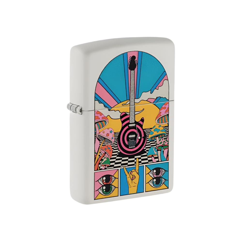 Zippo Lighter Retro Music Design White Matte