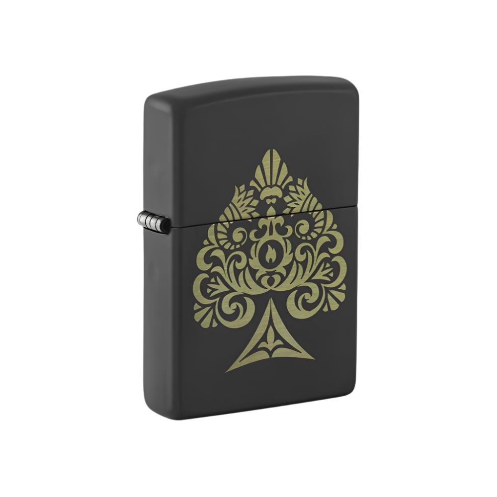 Zippo Lighter Engraved Spade Black Matte