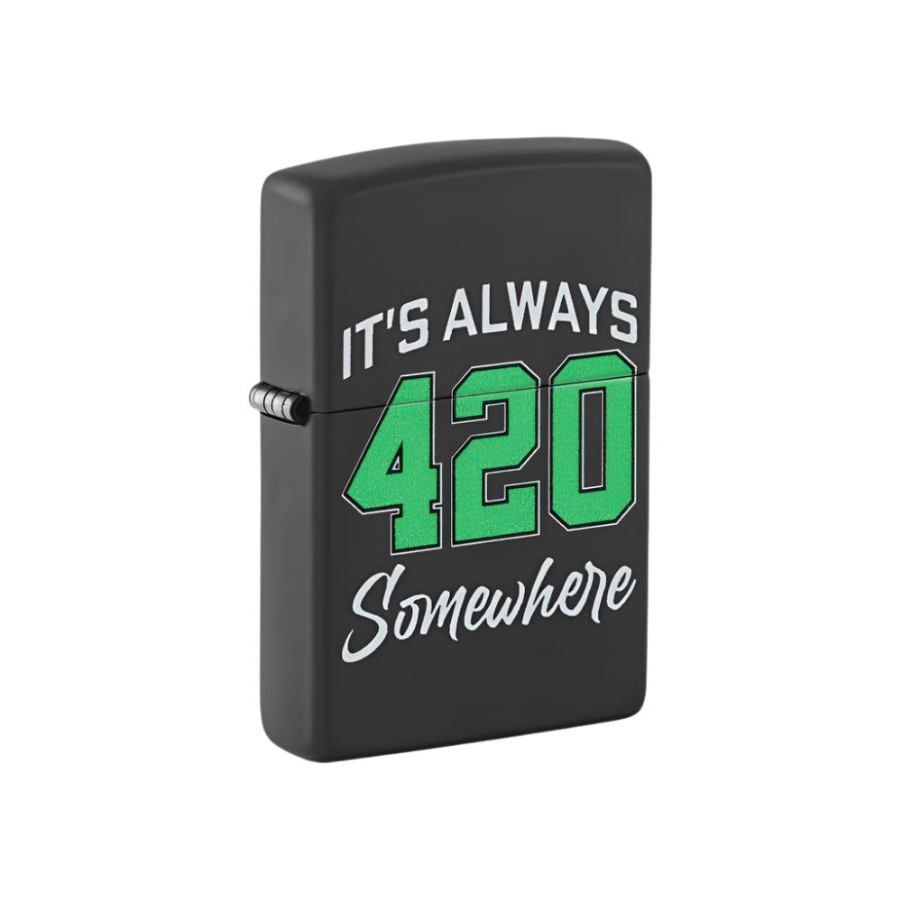 Zippo Lighter It's Always 420 Somewhere Black Matte