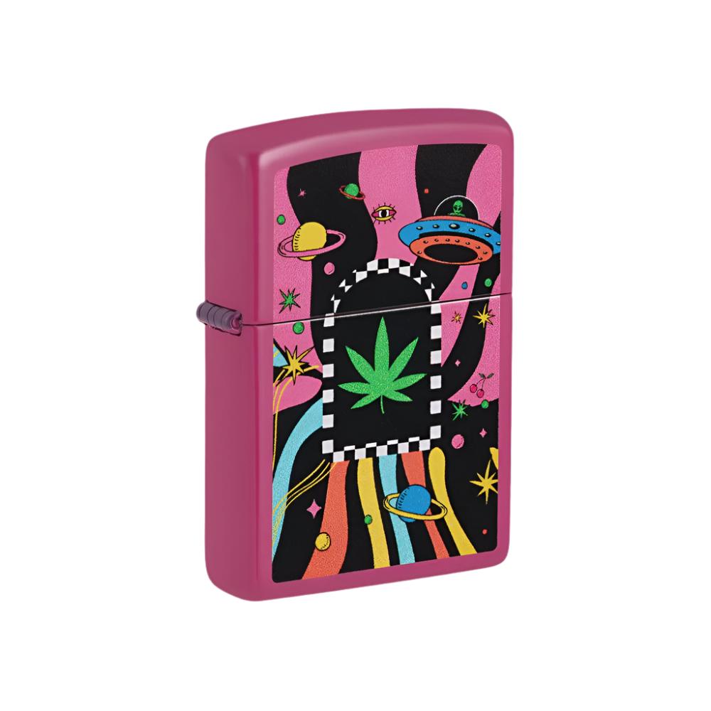 Zippo Lighter Weed Leaf with Spaceships Frequency