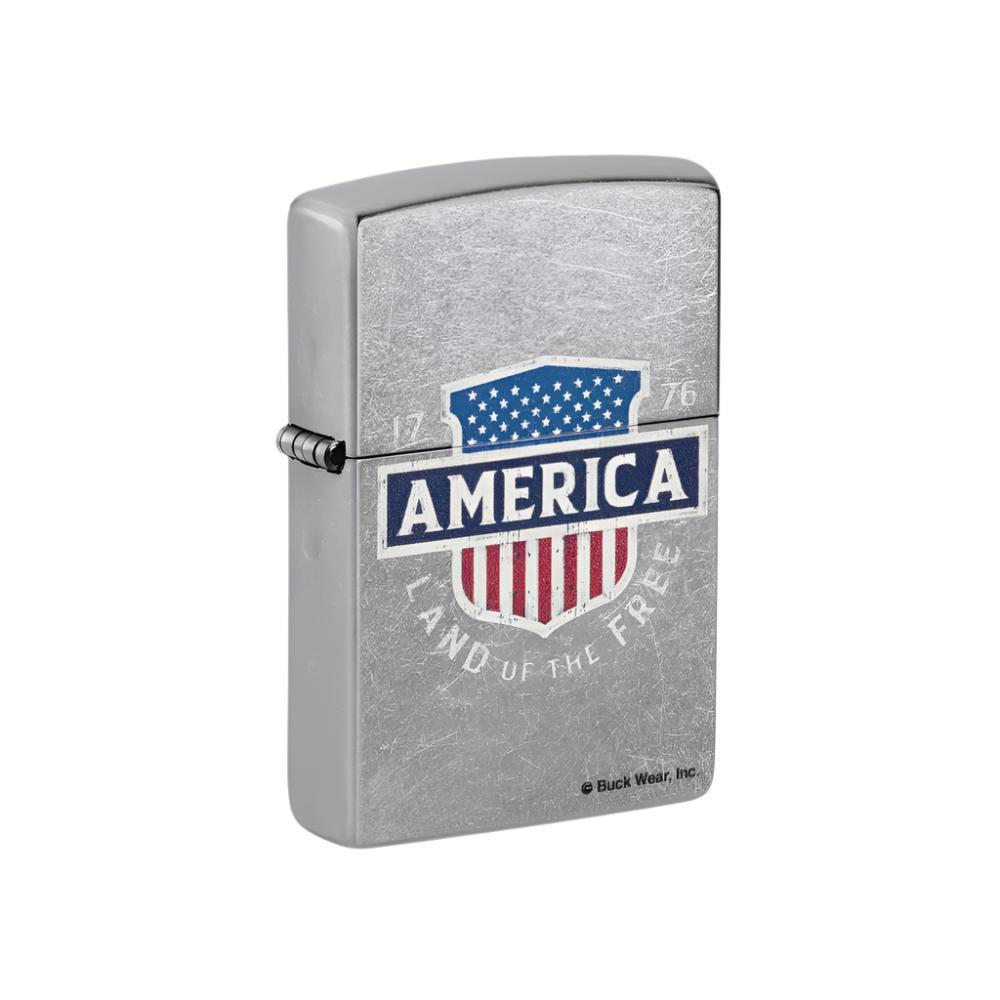 Zippo Lighter Land of the Free Street Chrome