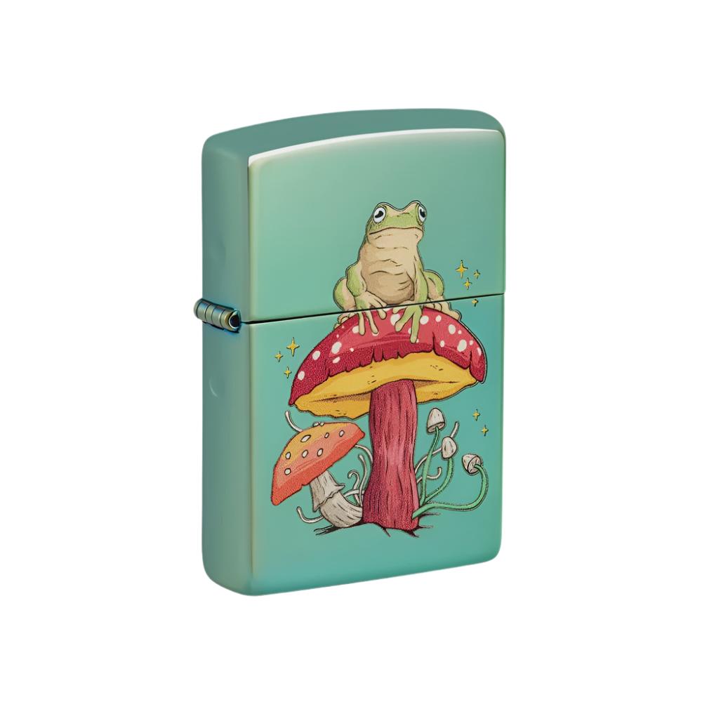 Zippo Lighter Mystical Frog & Mushrooms High Polish Green
