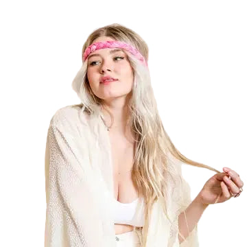 Tie Dye Braided Headband - Pink