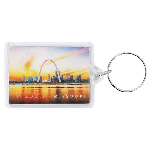 St. Louis Riverfront at Sunset Acrylic Rectangular Keychain 1.6" x 2.24"
