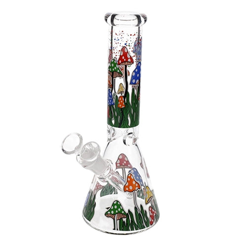 Glow in the Dark Mushroom Decal Beaker - 10"