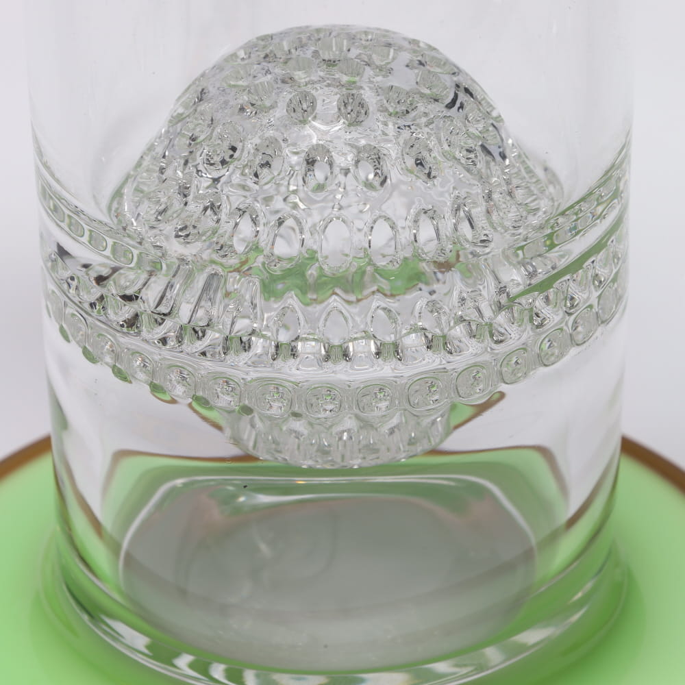 Diamond Glass 16" Color Rim Honeycomb Orb & Brick Stack Perc Tube