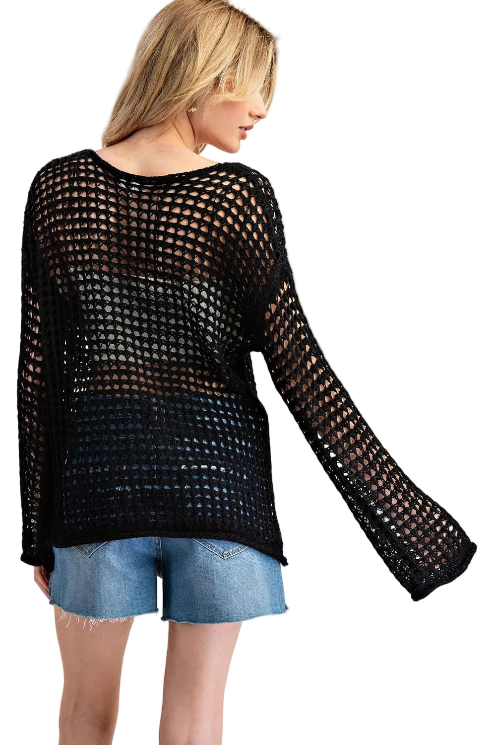 Black Loose Knit Long Sleeve Sweater