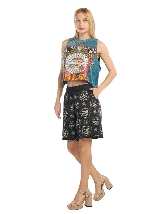 Mushroom Stone Wash Sleeveless Cotton Top