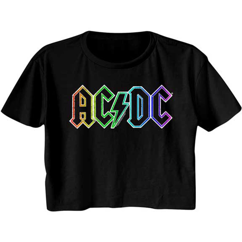 AC/DC Rainbow Logo Festival Ladies Crop Top T-Shirt SALE
