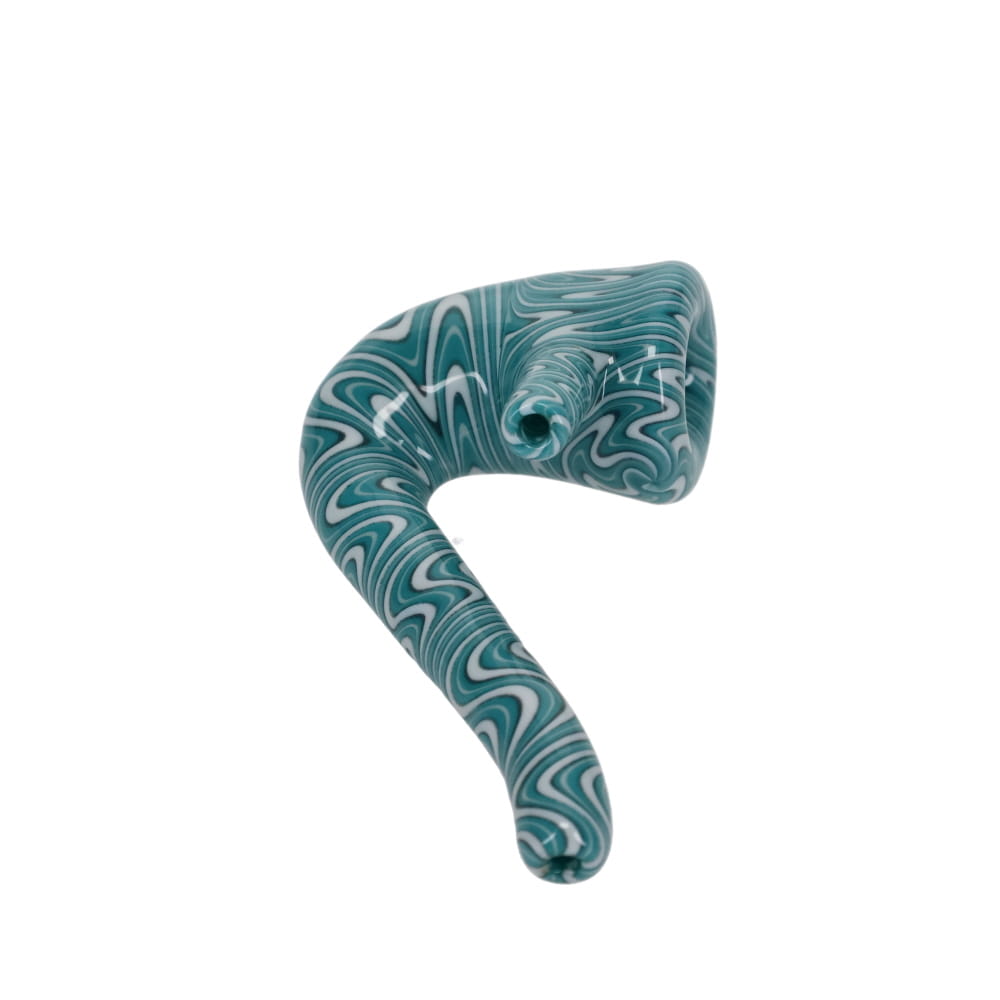 Addison Hanna Glass Teal & White Wig Wag Sherlock with Kick Stand