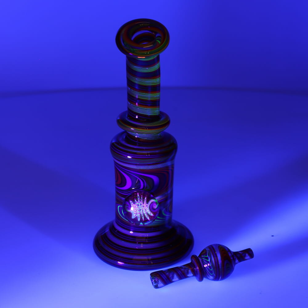 Andy G Glass Linework Mini Tube + Carb Cap - Pink Rainbow