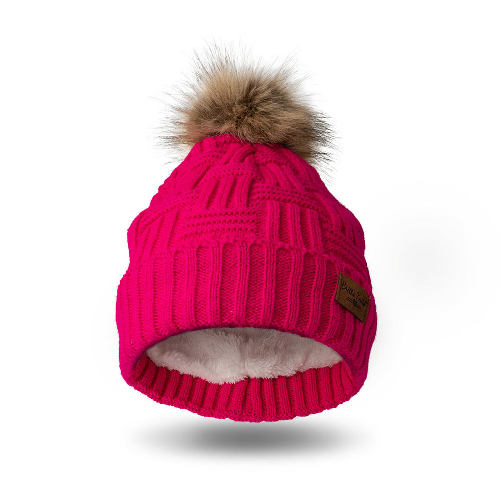 Britt's Knits Plush Lined Knit Pom Hat 2.0 - Pink