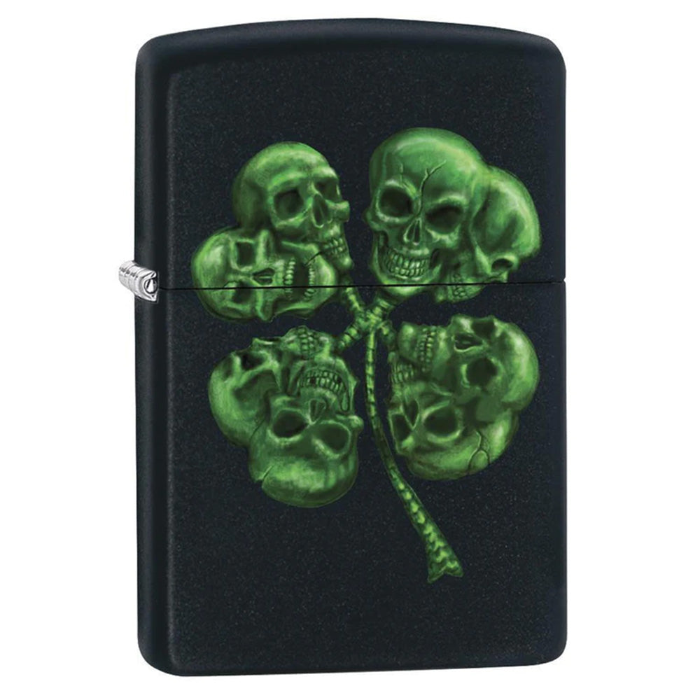 Zippo Lighter Four Leaf Clover Skulls SALE