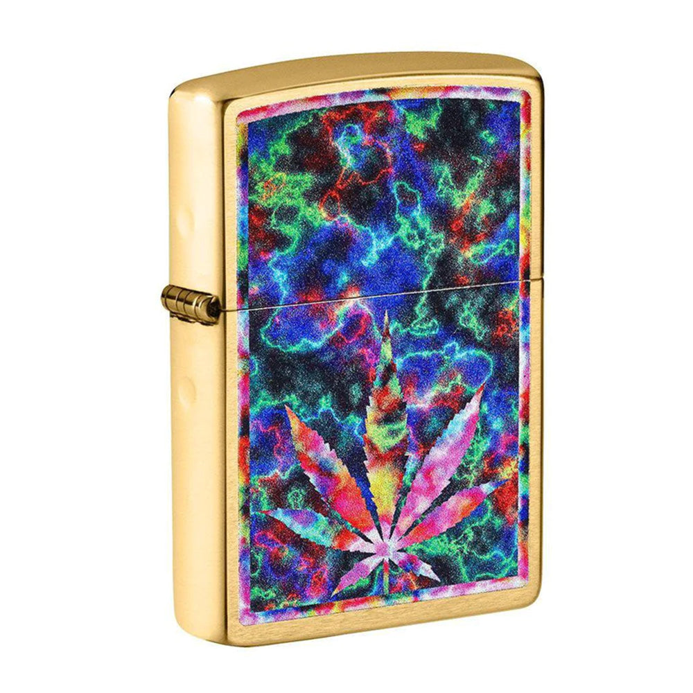 Zippo Lighter Weed Leaf in Color Brushed Brass SALE