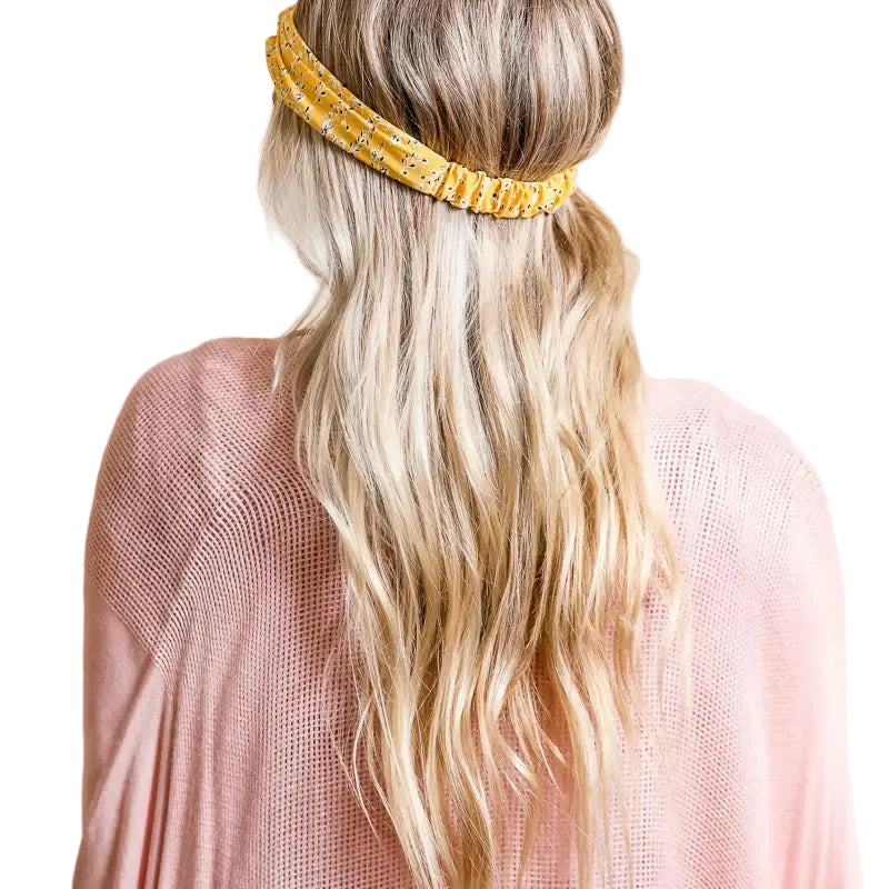 Floral Trailing Vine Twist Headwrap in Yellow