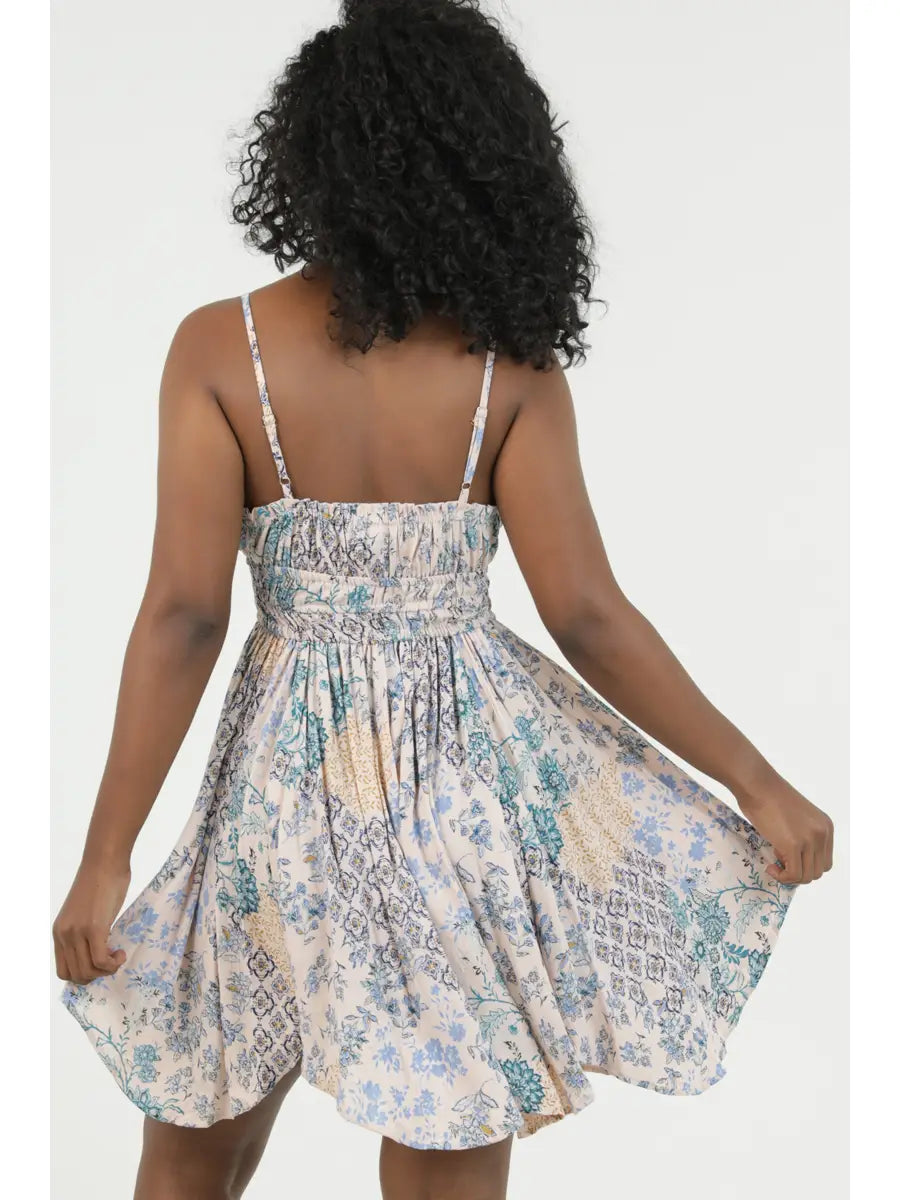 Pastel Mixed Print Hanky Hem Sundress
