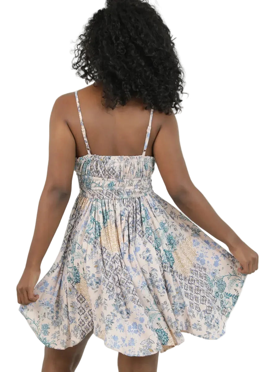 Pastel Mixed Print Hanky Hem Sundress