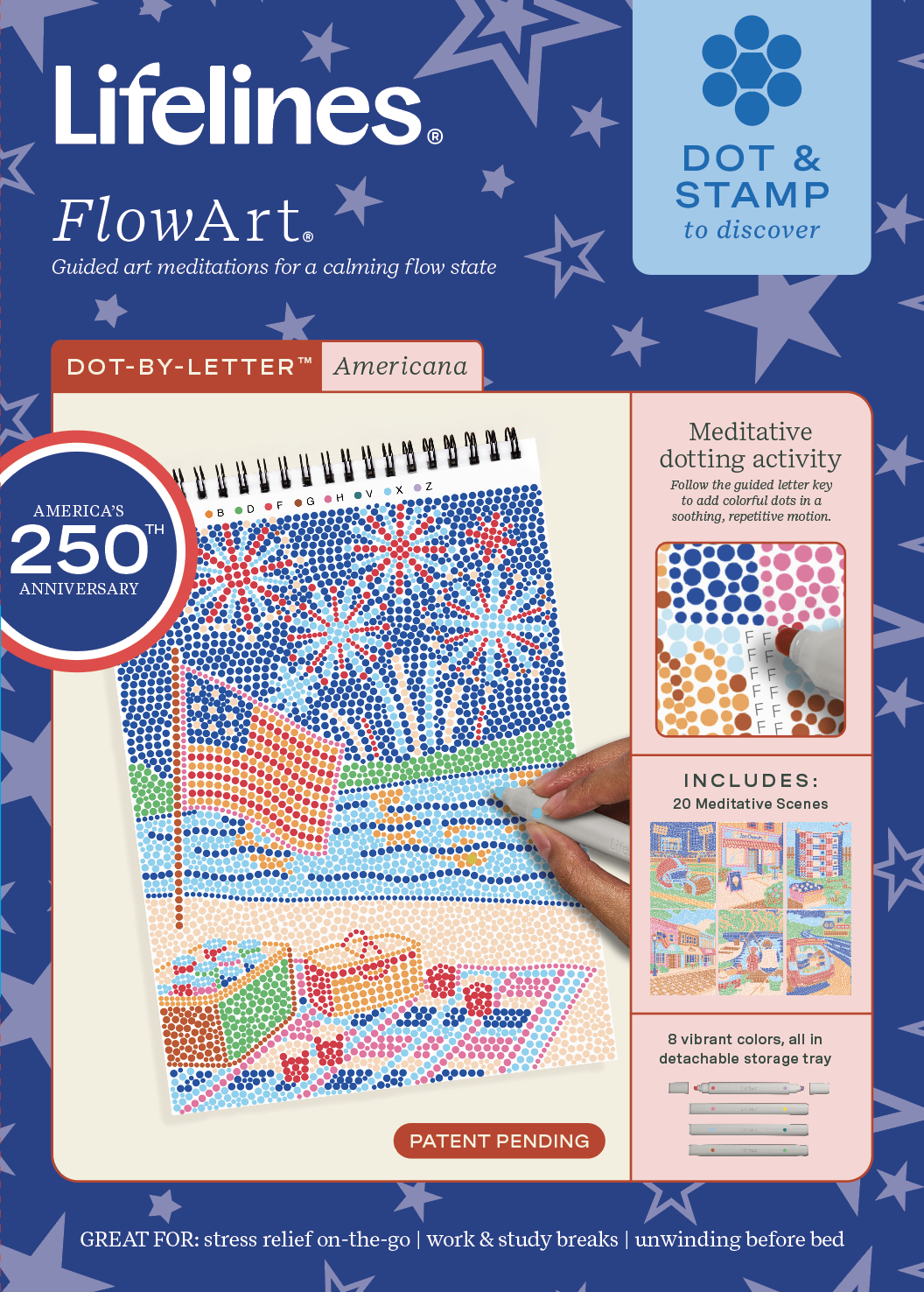 FlowArt: Dot-by-Letter Americana Coloring Pad
