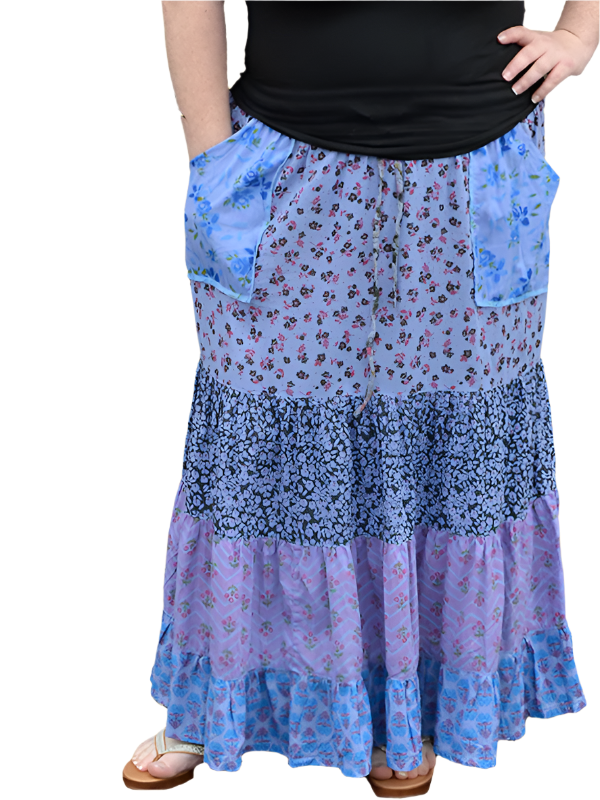 Swing Town Overdyed Tiered Cotton Skirt