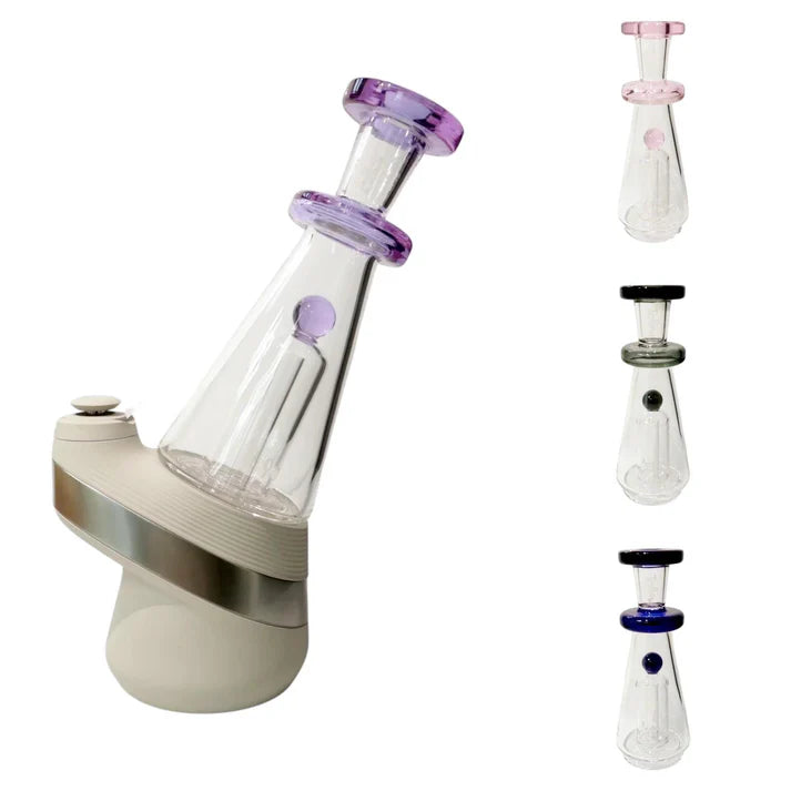 Tokr Glass Triple Accent Cone Puffco Peak Top - Clear with Assorted Color Accents