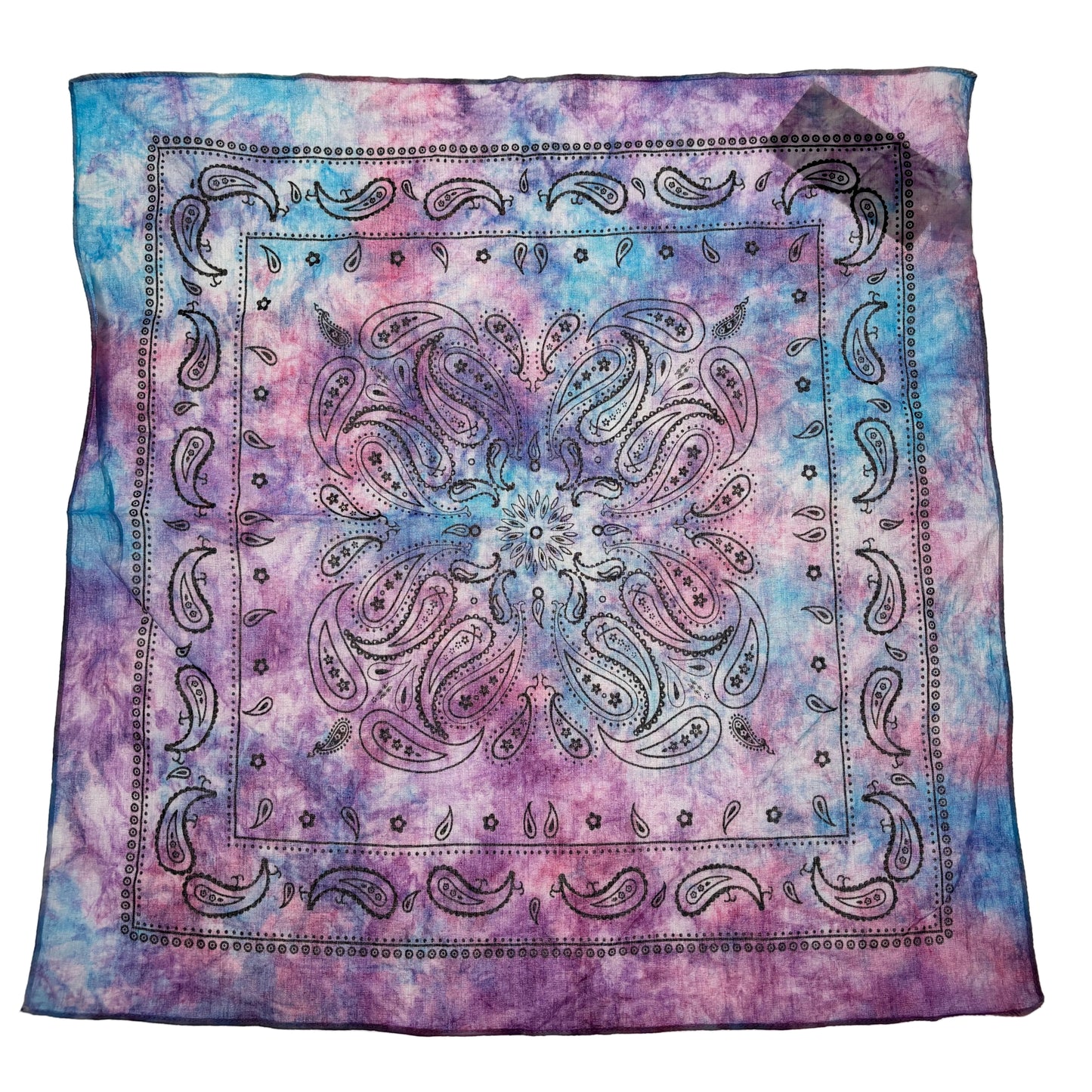 Tie-Dye Bandana - Aquamarine, Purple, and Fuchsia