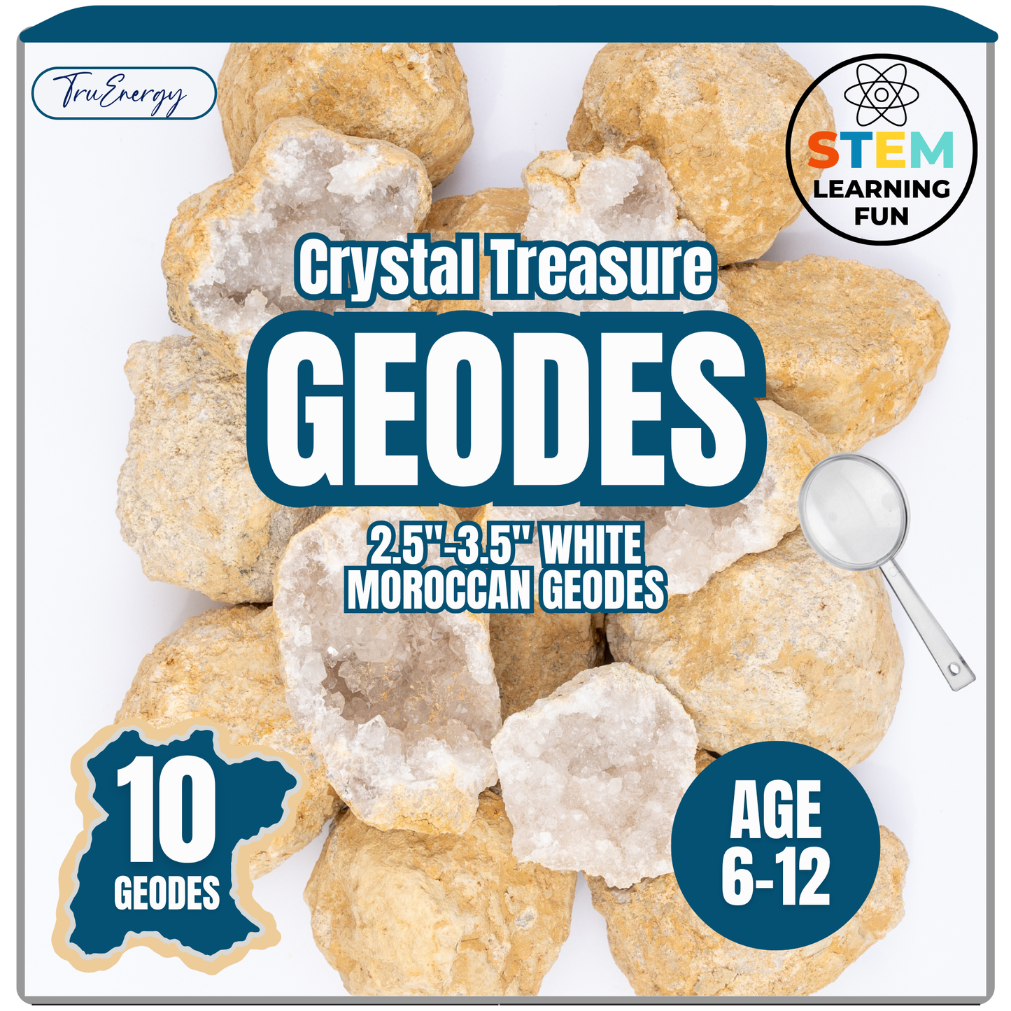 Break Your Own Geodes Kit for Kids β (1.5β5.5β) Natural Crystal Geodes with Magnifying Glass & Learning Guide β STEM Science Rock Kit β Gift-Ready Educational Set for Kids Ages 6β12