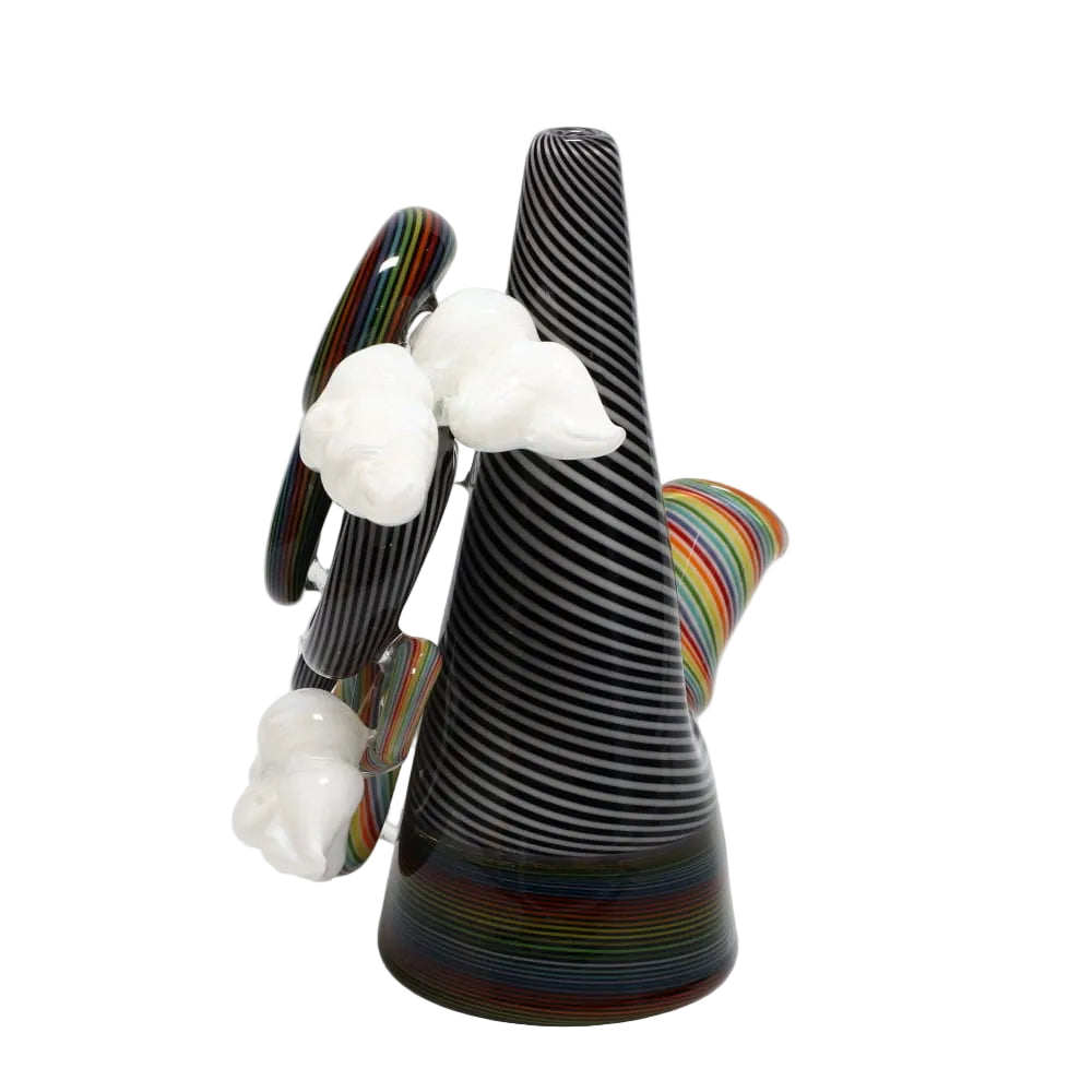 Haha Glass Black & White & Rainbow Cloud Cone Bubbler
