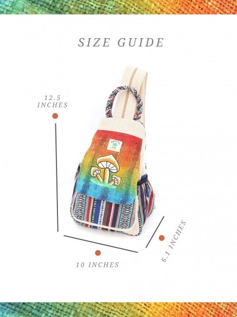 Tie Dye Hemp Mushroom Embroidered Slingback Bag