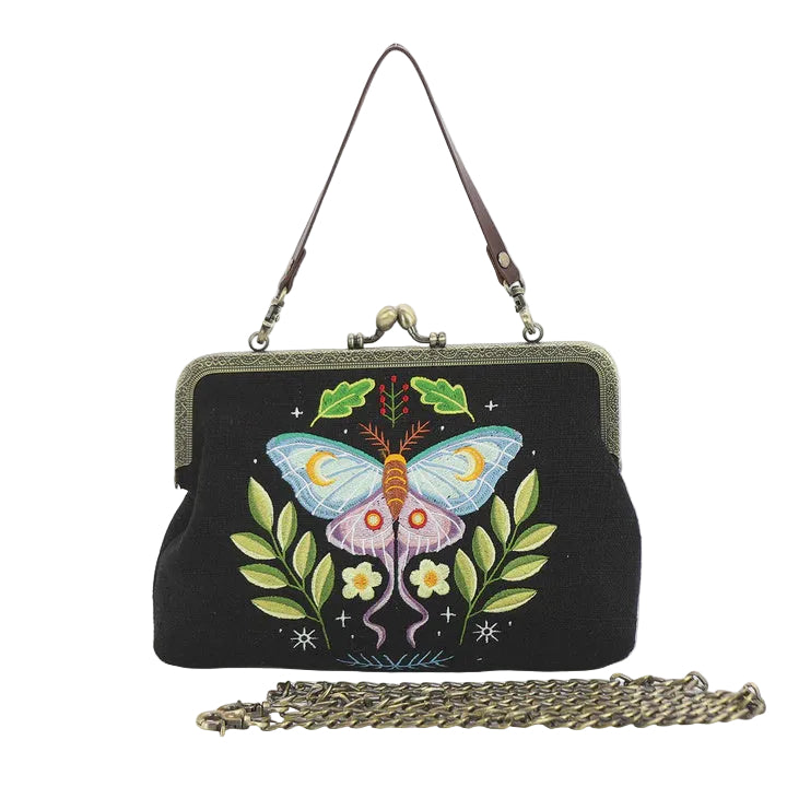 Butterfly Vintage Kisslock Bag in Black