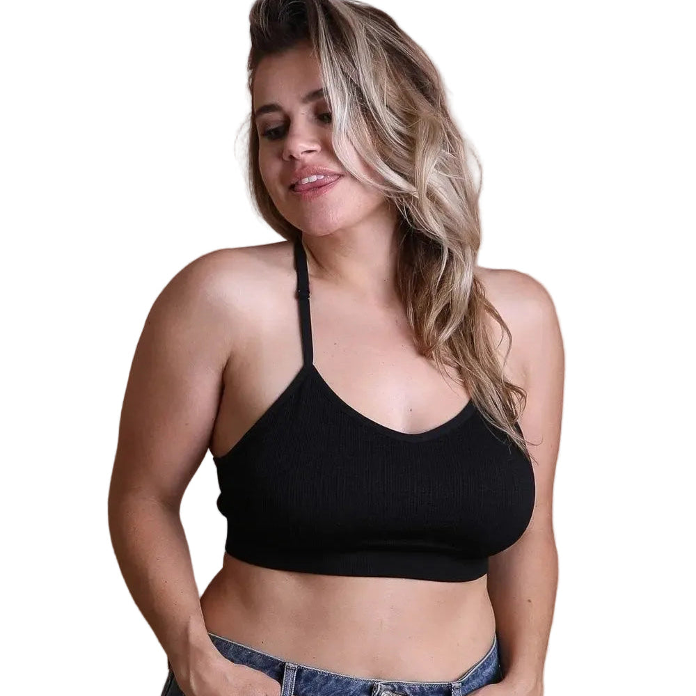 Tattoo Mesh Racerback Bralette in Black