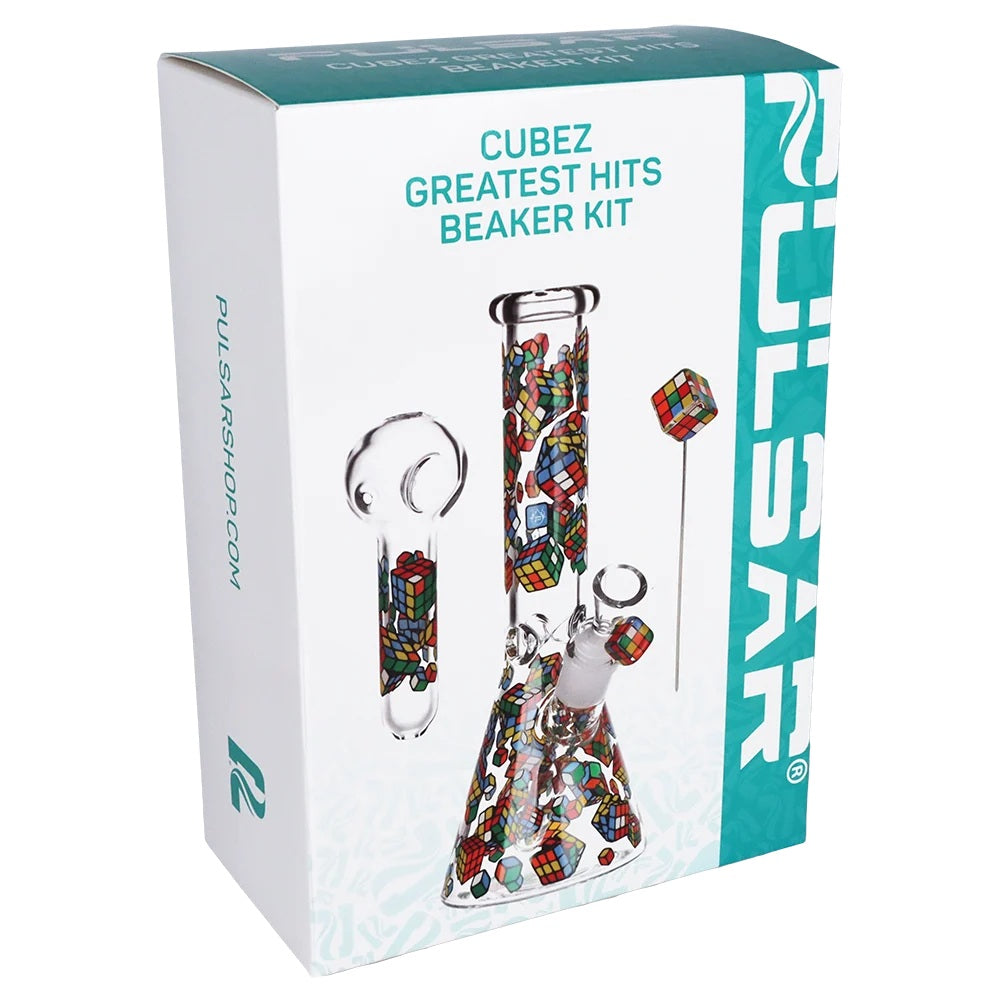 Pulsar Greatest Hits Series 10" Glow Water Pipe & Hand Pipe Set - Cubez