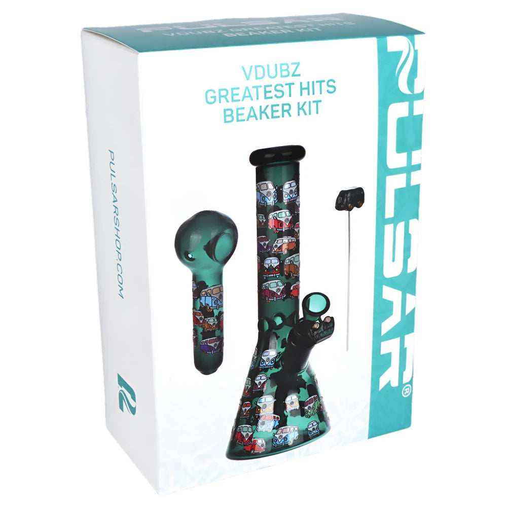 Pulsar Greatest Hits Series 10" Glow Water Pipe & Hand Pipe Set - V-Dubz