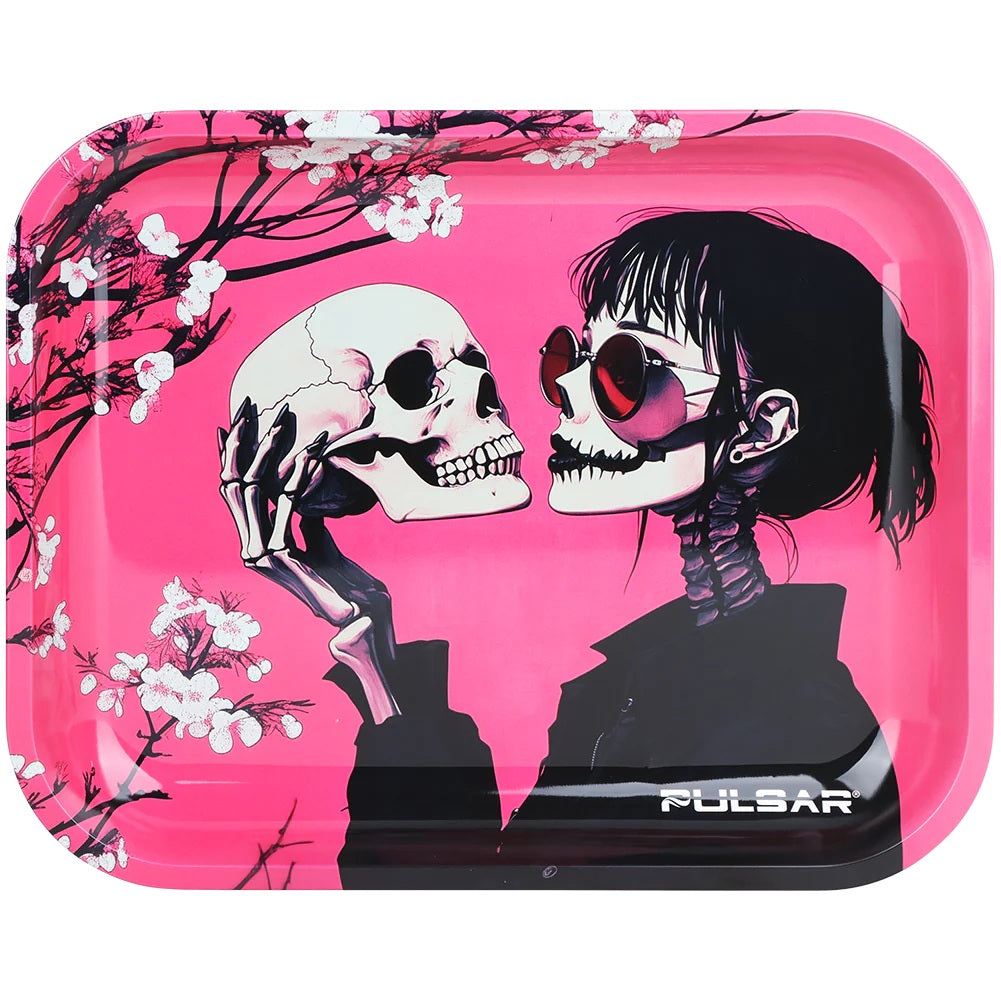Pulsar Large Metal Rolling Tray - Sakura Skulls