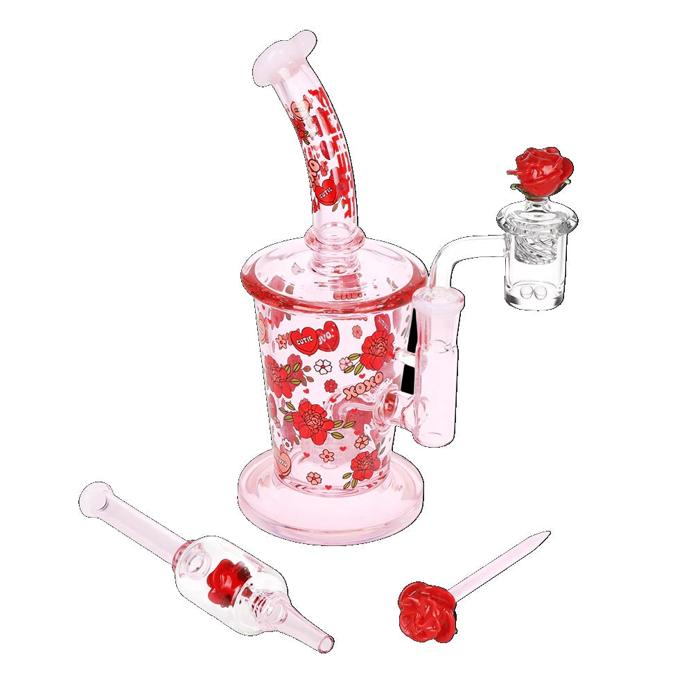 Pulsar 8" Nectar Collector & Dab Rig Set - Rose XOXO