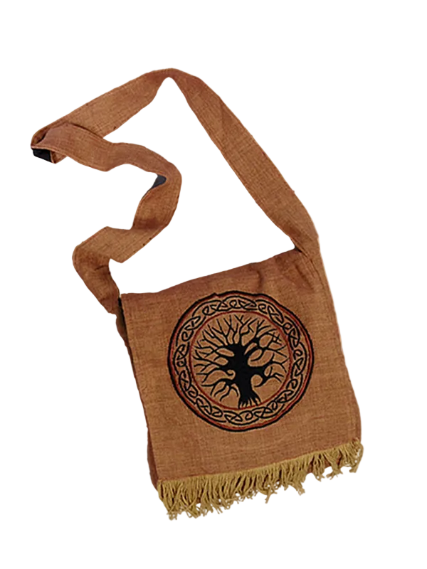 Embroidered Celtic Tree Cotton DJ Bag