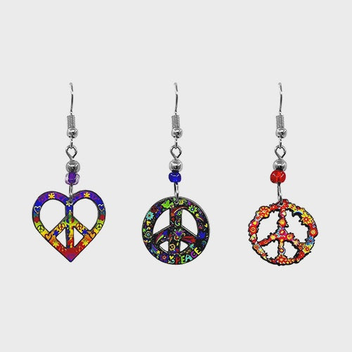 Acrylic Peace Earrings - Assorted