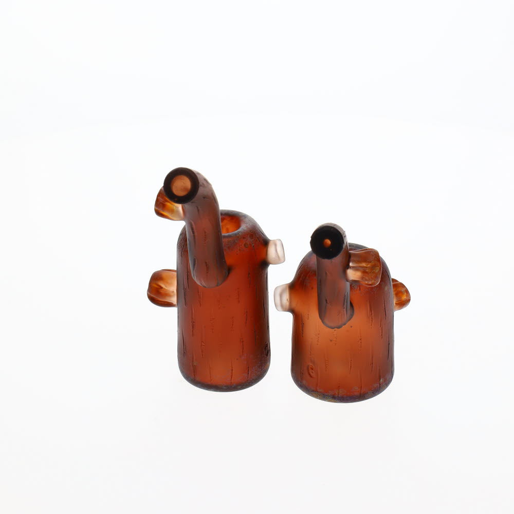 Chad G Glass Sandblasted Woodgrain Stump Push Bubbler SALE