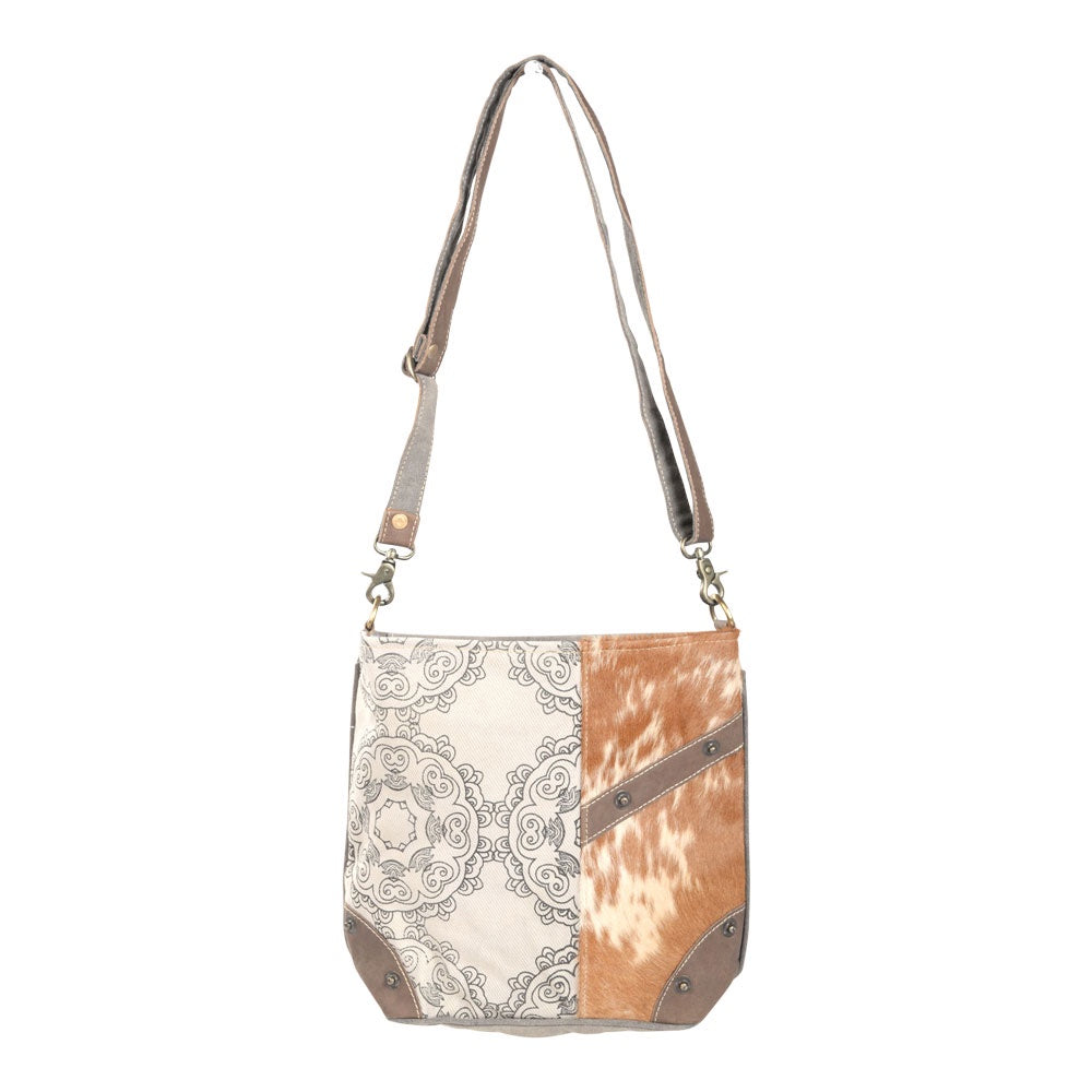 Clea Ray Circle Design Crossbody Bag with Fur