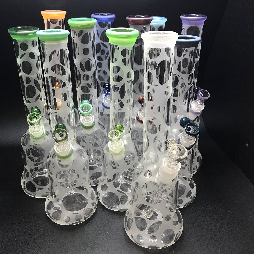 Oddball Glass Sandblasted Flower 38mm Tube with Color Accents SALE
