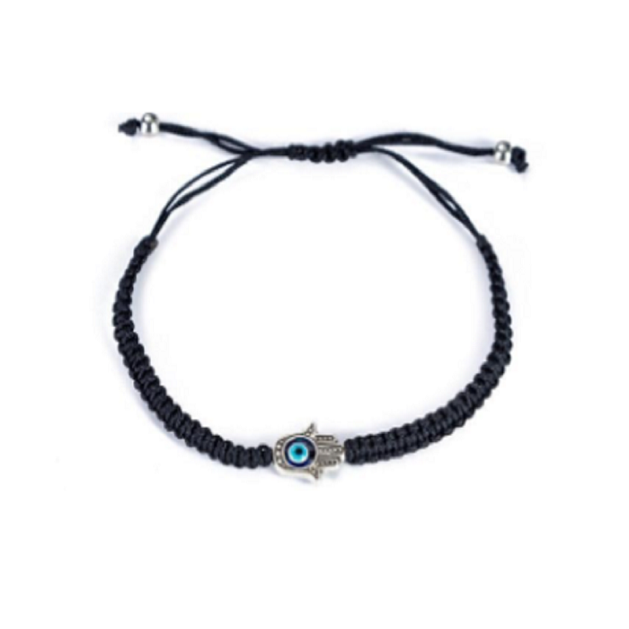 Hamsa Evil Eye Braided Bracelet - Black