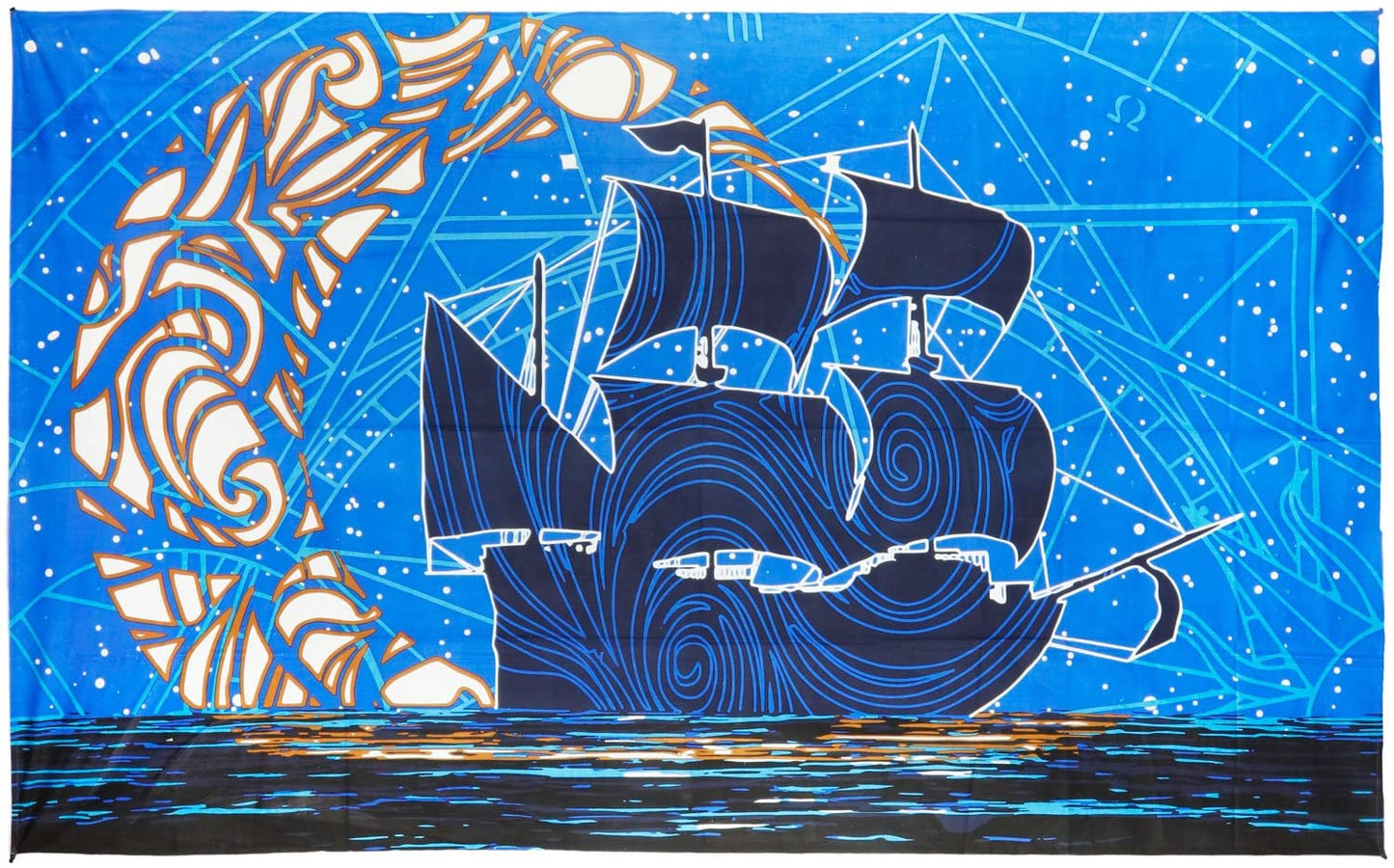 Glow In The Dark Moon Ship Tapestry