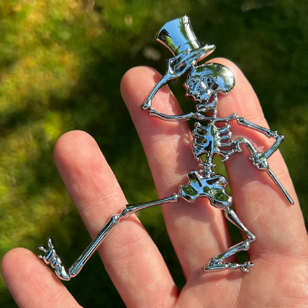 Grateful Dead The Dancing Skeleton Badge - Chrome